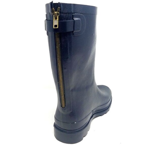 Women's Rainboots, Mid Calf Zipper Matte Rain Boots, RB-5415, Navy, Size 8 - Picture 2 of 3